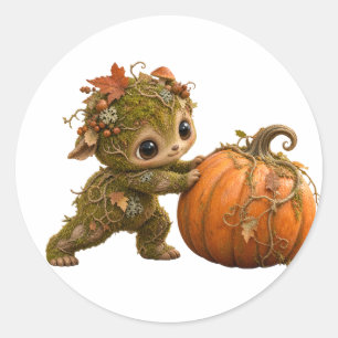 Cute Forest Sprite Pumpkin Sticker