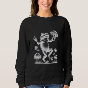 Cute Forest Toad Cottagecore Dancing Frog With Mus Sweatshirt