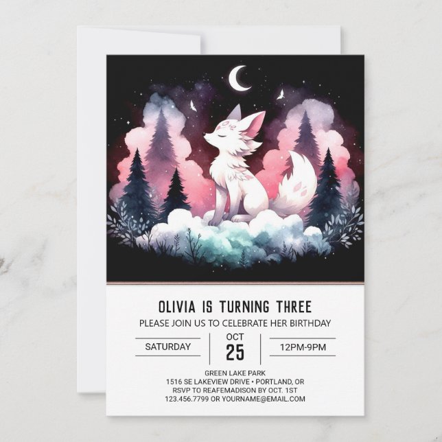 Cute Forest Wolf Birthday Invitation (Front)