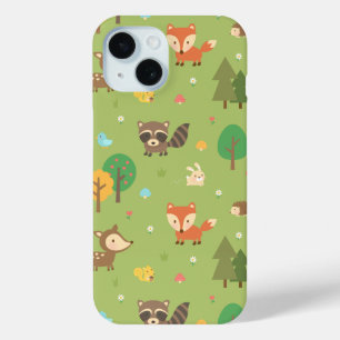 Cute Forest Woodland Animal Pattern iPhone 15 Case