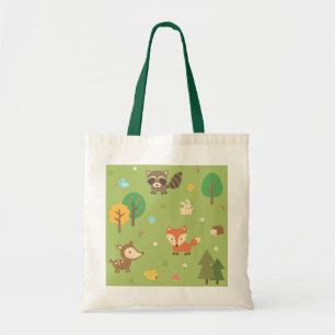 Cute Forest Woodland Animal Pattern For Kids Tote Bag