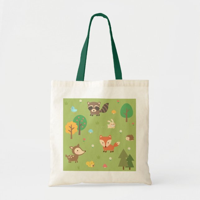 Cute Forest Woodland Animal Pattern For Kids Tote Bag (Front)
