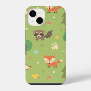 Cute Forest Woodland Animal Pattern iPhone 14 Case