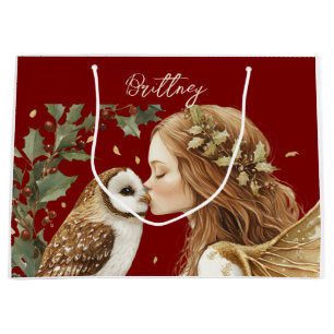 Cute Forestcore Christmas Fairy Large Gift Bag
