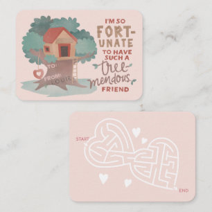 Cute, Fort-unate Treehouse classroom Valentine Card