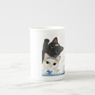 Cute Four Medaka Cats Bone China Mug
