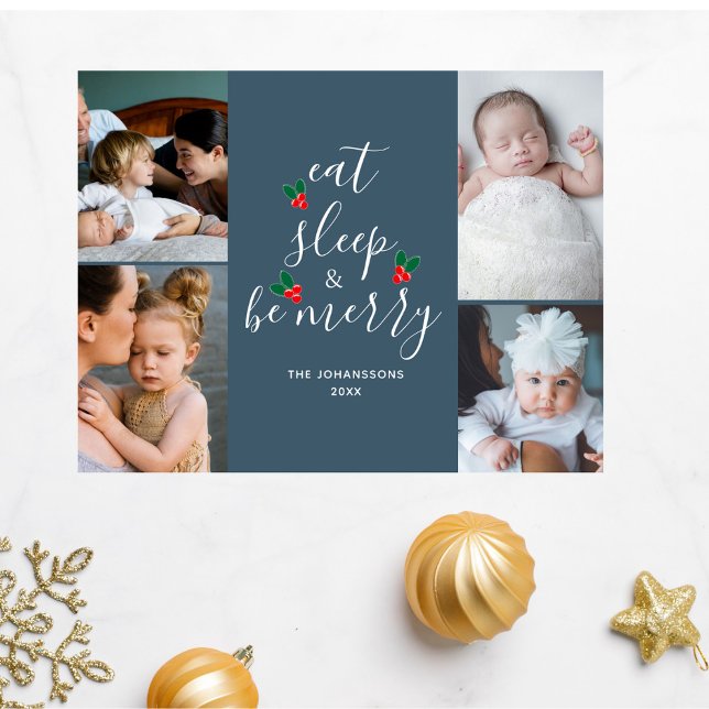 Cute Four Photo Collage Christmas  Holiday Postcard (Creator Uploaded)