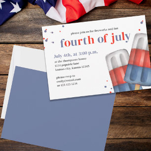 Cute Fourth of July Popsicle Party Invitation