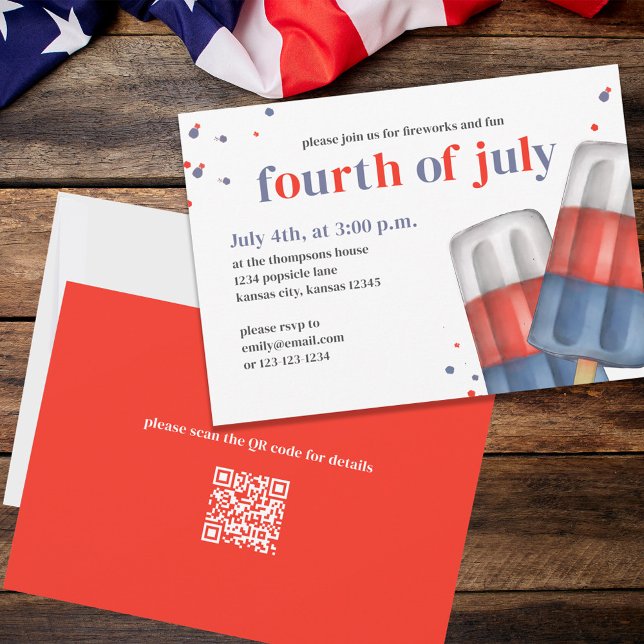 Cute Fourth of July Summer Party Custom Invitation (Creator Uploaded)