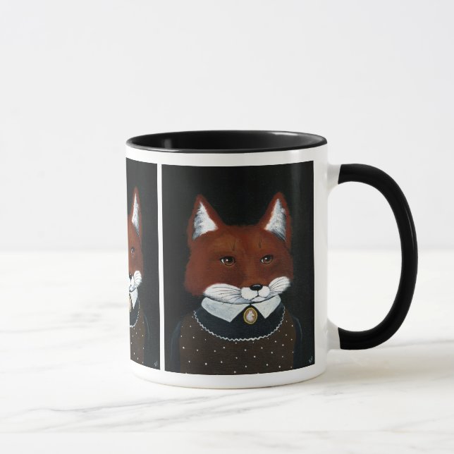Cute Fox American Gothic spoof her woodland nature Mug (Right)