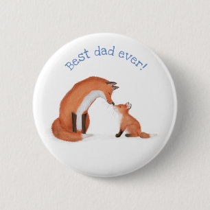 Cute fox and cub 'Best Dad ever' badge