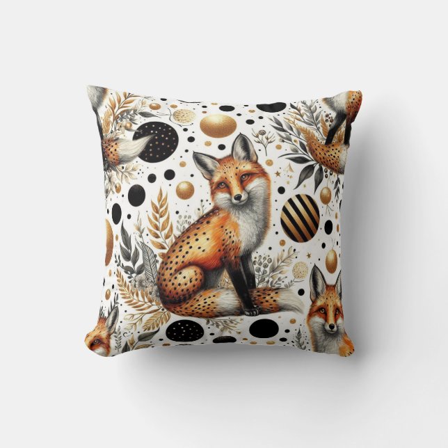 Cute Fox and Dots Seamless Cushion (Front)