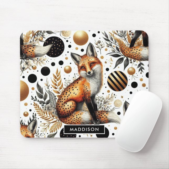 Cute Fox and Dots Seamless Mouse Pad (With Mouse)