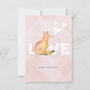 Cute Fox and Hearts Classroom Valentine Card