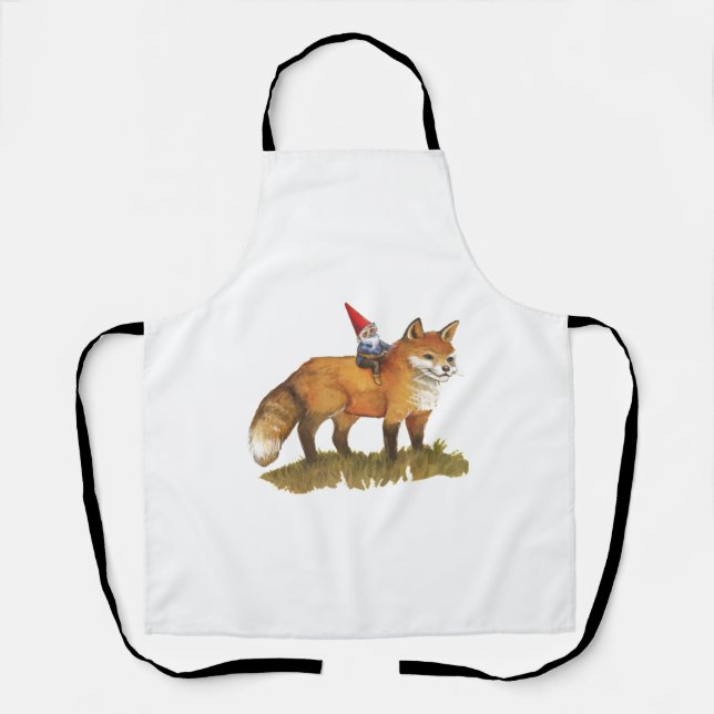 Cute Fox And His Friend Gnome   Apron (Front)