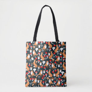Cute Fox and Mushrooms Tote Bag