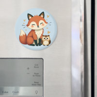 Cute Fox and Owl Whimsical Woodland Illustration