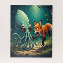 Cute Fox and Squid