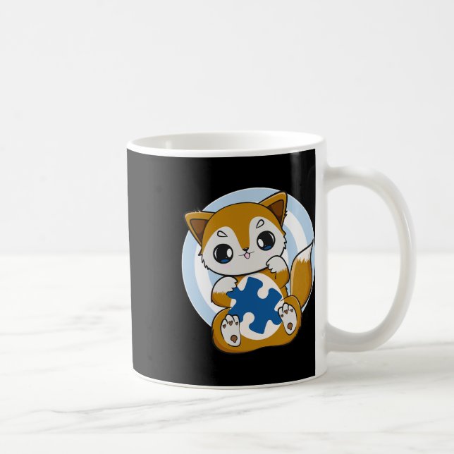 Cute Fox And Support For Autism Awareness  Coffee Mug (Right)