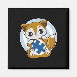 Cute Fox And Support For Autism Awareness  Magnet