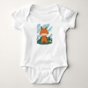 Cute Fox Animal In Garden Baby Bodysuit