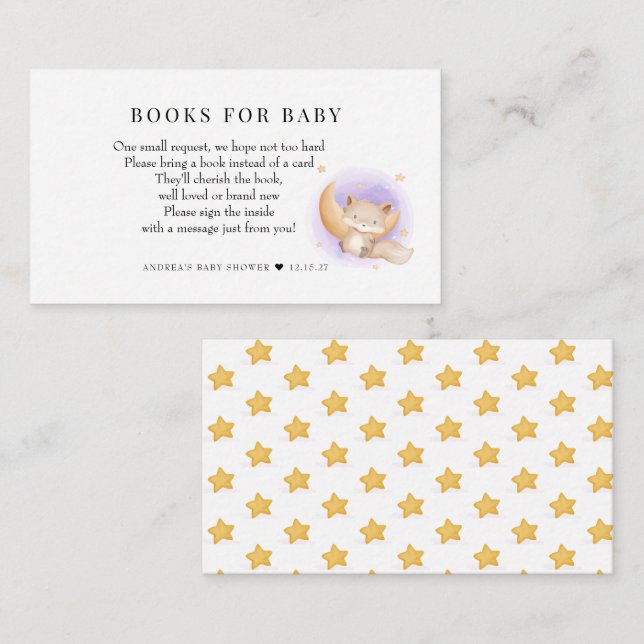 Cute Fox | Animals Baby Shower | Book Request Enclosure Card (Front/Back)