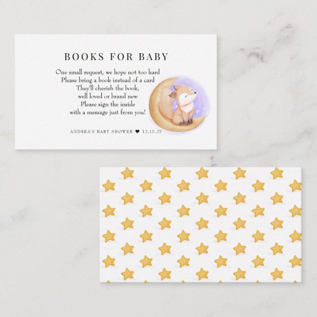 Cute Fox | Animals Baby Shower | Book Request Enclosure Card (Front/Back)