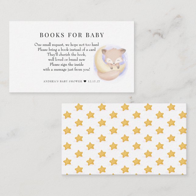 Cute Fox | Animals Baby Shower | Book Request Enclosure Card (Front/Back)