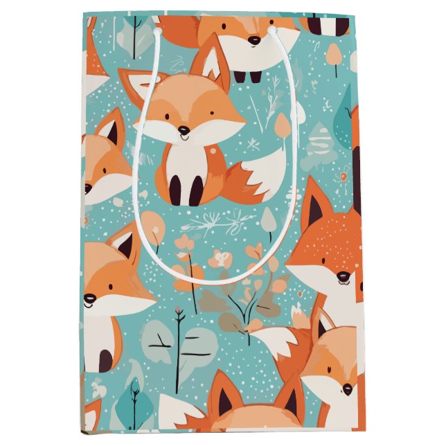 Cute Fox artwork Medium Gift Bag (Front)