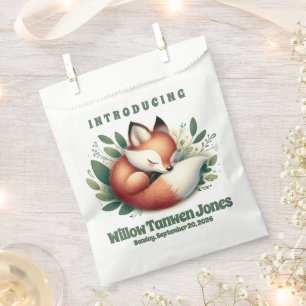 Cute Fox Asleep in Leaves Baby Shower Favour Bags
