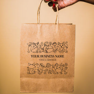 Cute Fox Autumn Pattern Custom Business, Large Rubber Stamp