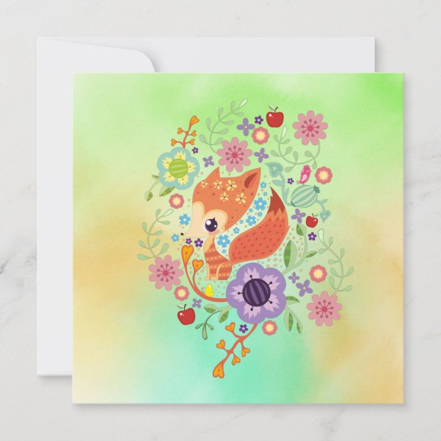 Cute Fox Baby Art Animal With Floral  (Front)