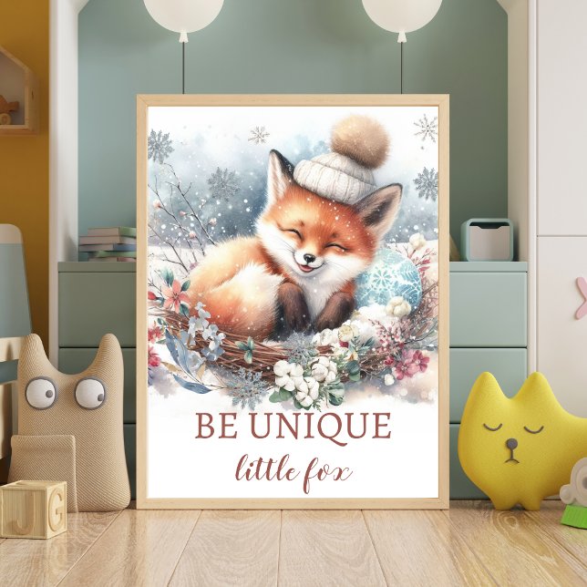 Cute fox Baby Boy Nursery Woodland watercolor  Poster (Creator Uploaded)