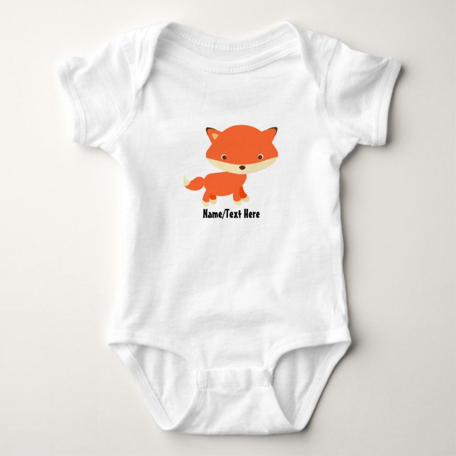 Cute Fox Baby Name Customise Bodysuit (Front)