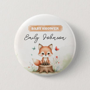 Cute fox baby shower 6 cm round badge