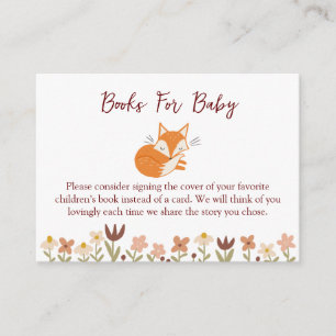 Cute Fox Baby Shower Books for Baby Enclosure Card