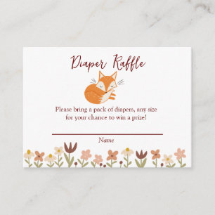 Cute Fox Baby Shower Diaper Raffle  Enclosure Card