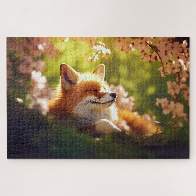 Cute Fox Basking in Spring Jigsaw Puzzle (Horizontal)