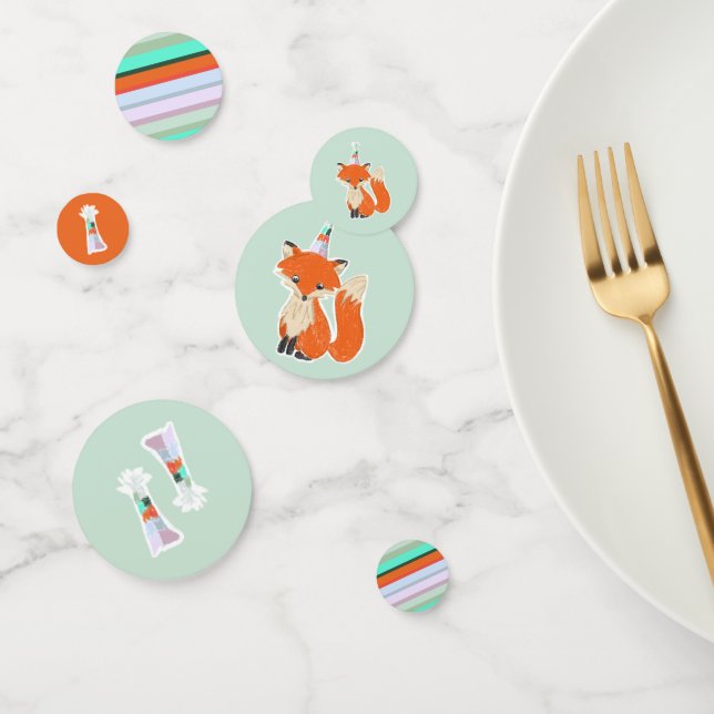 Cute Fox Birthday Party Hat Colourful  Confetti (Group)