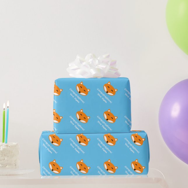 Cute fox Birthday wrapping paper for kids (Party Gifts)