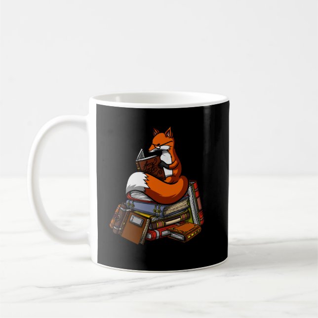 Cute Fox Book Reading Animal Coffee Mug (Left)