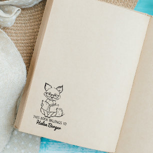Cute Fox Bookplate Rubber Stamp