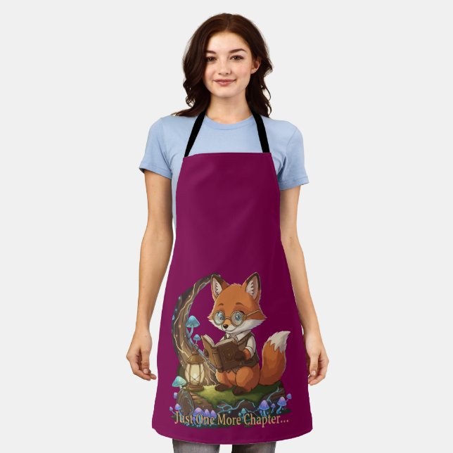  Cute Fox Bookworm "Just One More Chapter" Whimsic Apron (Worn)