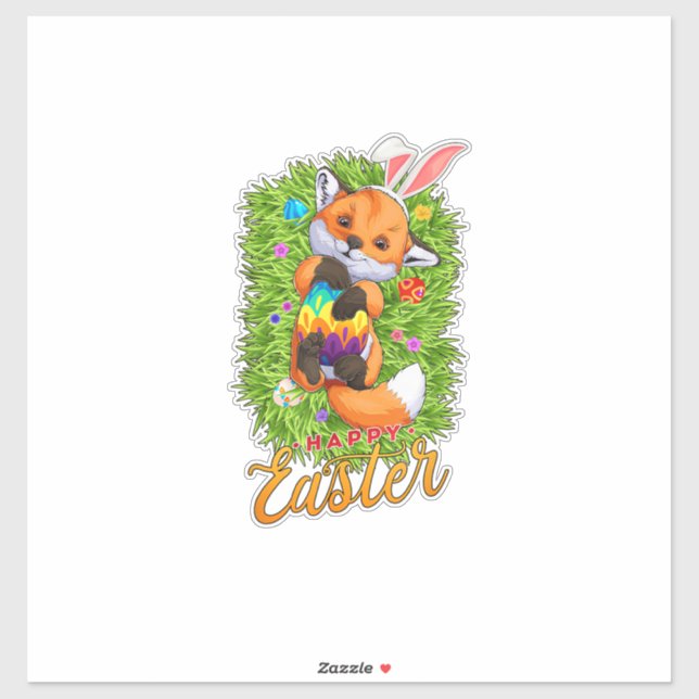 Cute Fox Bunny Ears Happy Easter Fox with Easter E (Sheet)
