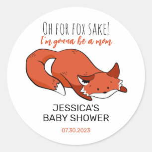 Cute Fox Cartoon Mum To Be Baby Shower Classic Round Sticker