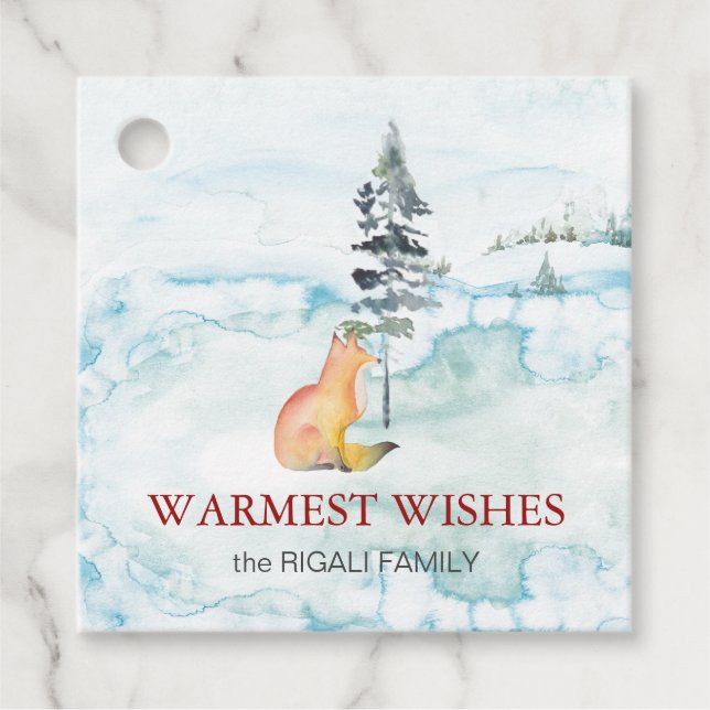 Cute Fox Christmas Gift Tags Template (Front)