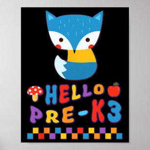 Cute Fox Ck To School Woodland Animal Pre-k3 Boys Poster