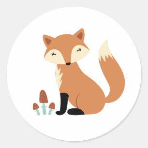 Cute Fox Classic Round Sticker