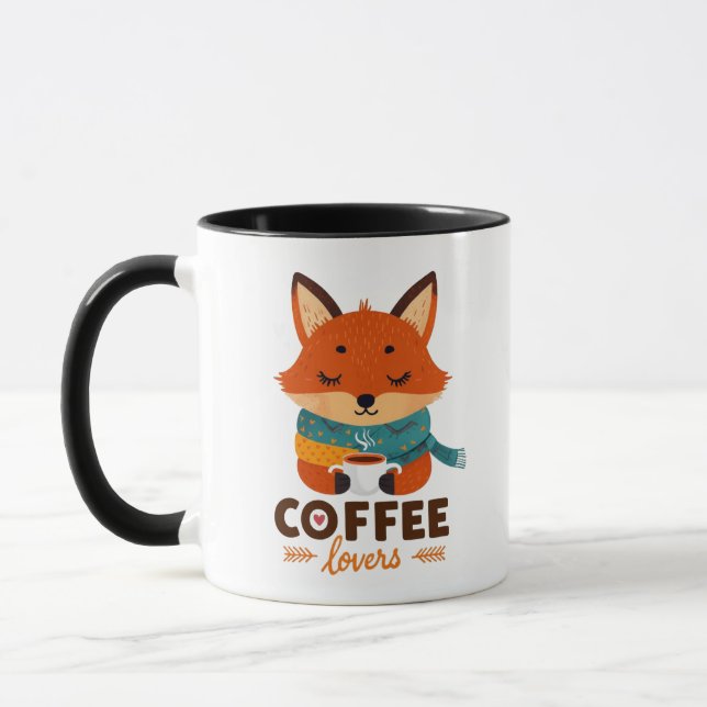 Cute Fox "Coffee Lovers" Mug | Whimsical Forest  (Left)