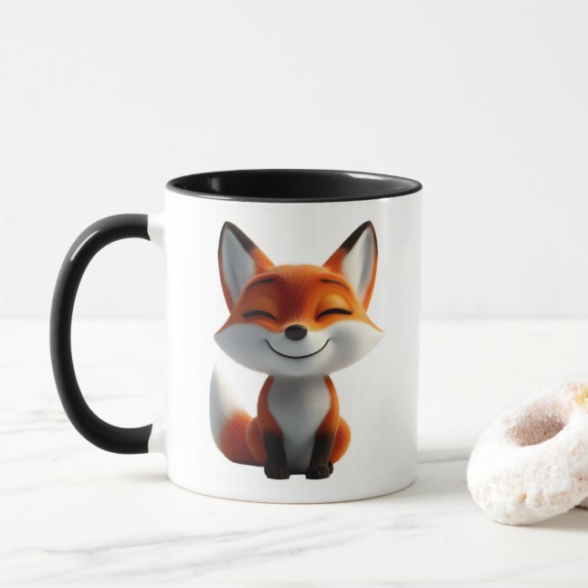 Cute Fox Coffee Mug | Kawaii Fox Mug Design  (With Donut)